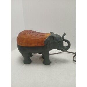Vintage Cheyenne Elephant Art Glass Amber Lamp Accent Table Lamp Night Light